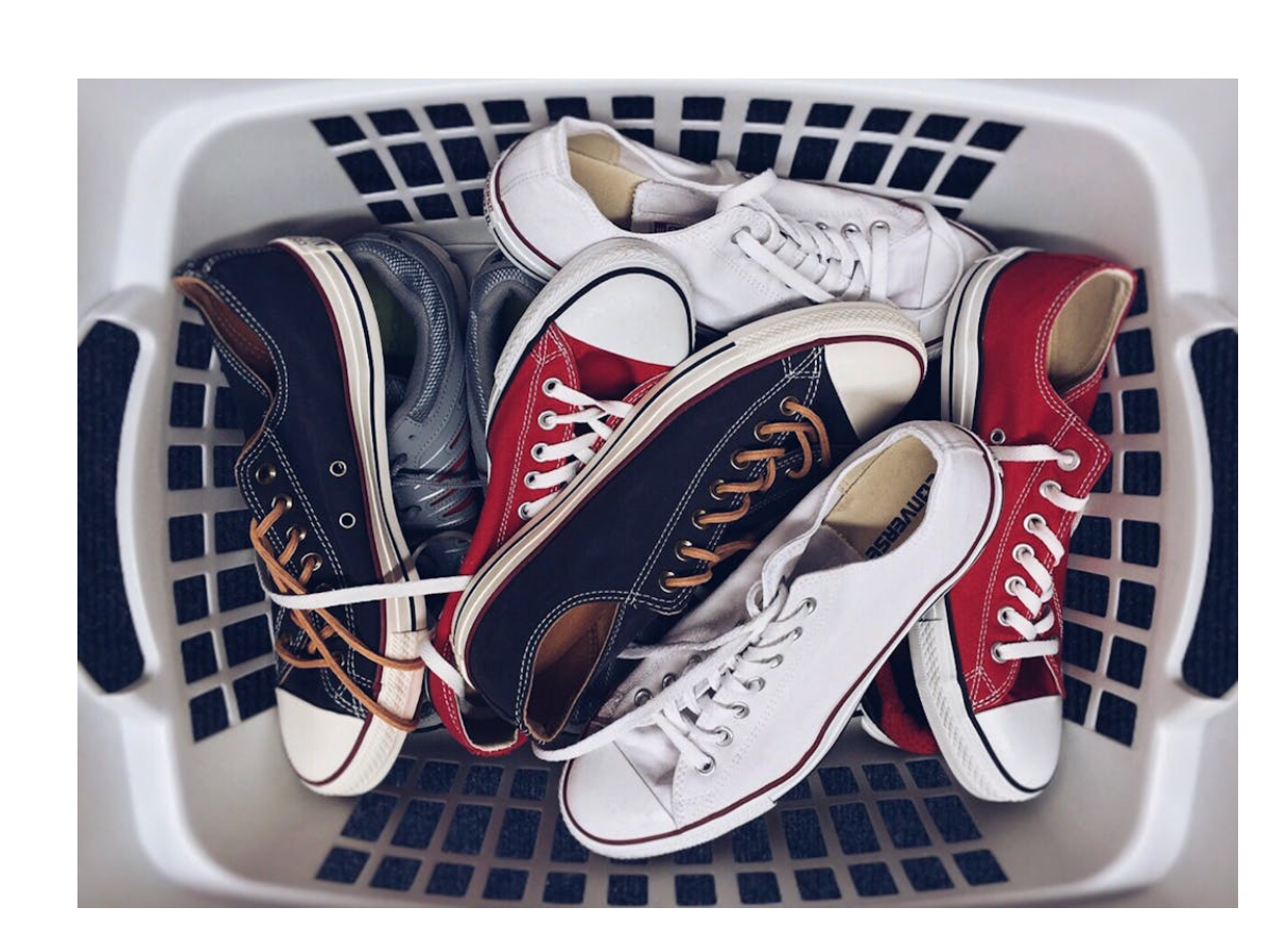 basket of sneakers